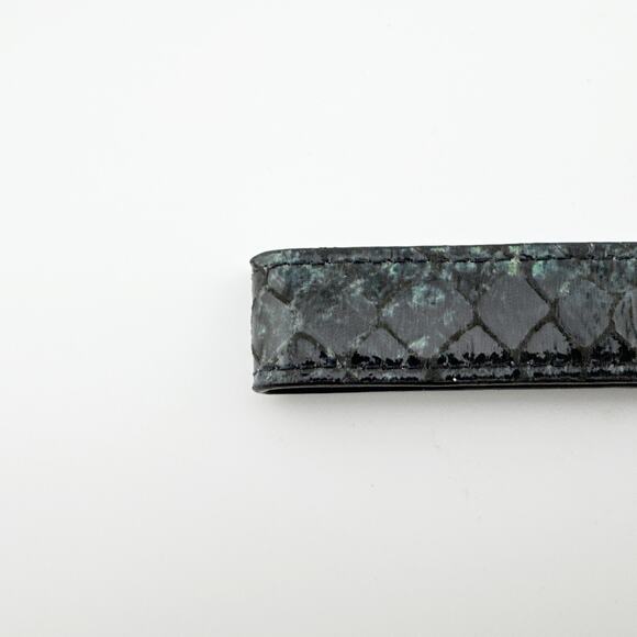 Graphic Image Keychain Strap Black Faux Snakeskin Pattern with Logo Accent - Picture 9 of 10